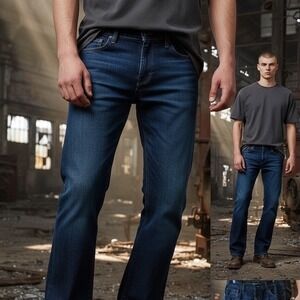 ✨OLD NAVY FAMOUS JEANS Boot Cut Semi Ease Dark Wash Denim Mens Size 33x30 #